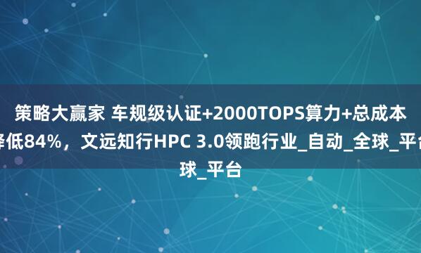 策略大赢家 车规级认证+2000TOPS算力+总成本降低84%，文远知行HPC 3.0领跑行业_自动_全球_平台